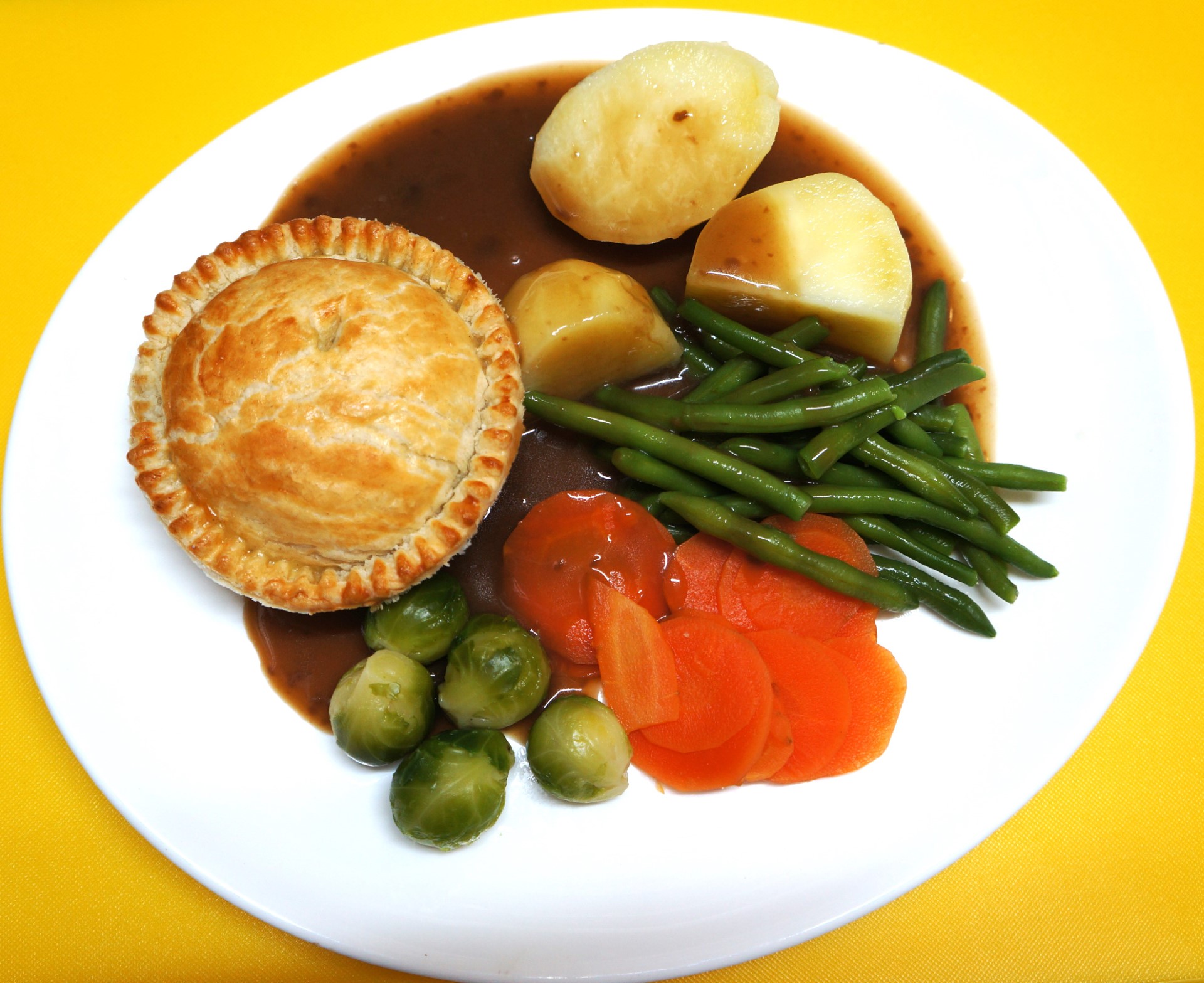 Delivered To Your Door Daily - Meat Pie Gravy Potatoes And Vegetables